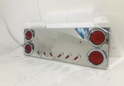 Rear Tag Plate with 4 x 4 Inch Round and 6 x Multi-Volt Flushed Mounted LED Red Lights Lower