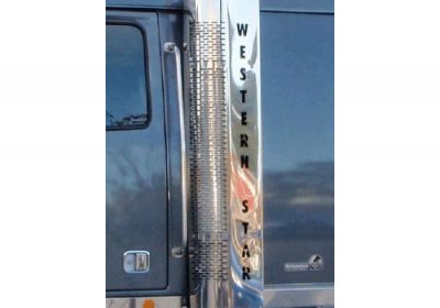 Stainless Steel  Exhaust Shroud Left To Suit Western Star With Text
