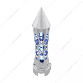 Daytona Style Spike Gearshift Knob With Led 13/15/18 Speed Adapter - Chrome/Blue