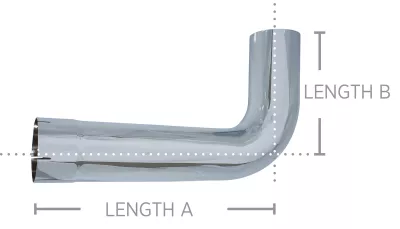 Chrome Tight Radius 5inch x 90° - 23inch (Expanded) x 15inch (Plain) CLR