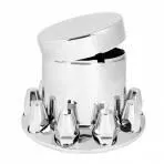 Flat Top Chrome Abs Rear Axle Cover Set Push On Nut Covers