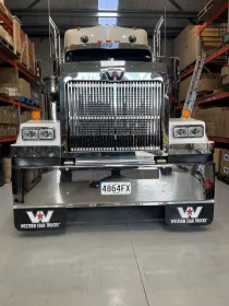 Stainless 18 inch bumper for Western Star post 2012 DD15/IX15 powered trucks.