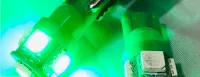 LED Globe 12 Volt T10 Wedge Multi Directional Green Pair