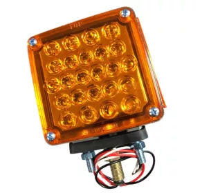 LED Square 1 & 2 Stud 2 face 12 Volt Amber Indicator