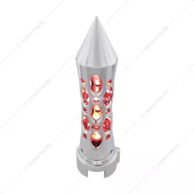 Daytona Style Spike Gearshift Knob With Led 13/15/18 Speed Adapter - Chrome/Red