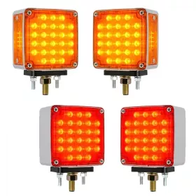 Sq. Smart Dynamic Double Face Amber/Red Led Light, Twin Pack