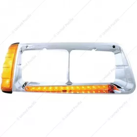 Right-14 Led Headlight Bezel With Turn Signal For 1989-2009 Freightliner Fld