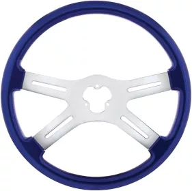 Steering Wheel 4 Spoke Chrome Blue